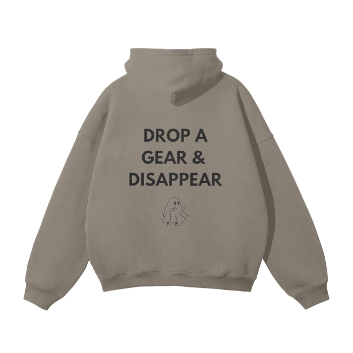 OVERSIZED "DROP A GEAR" FLEECE HOODIE - Coffee