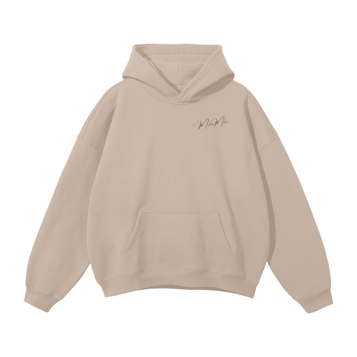 OVERSIZED "DROP A GEAR" FLEECE HOODIE - Beige