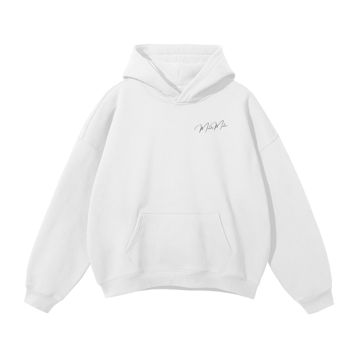 OVERSIZED "DROP A GEAR" FLEECE HOODIE - White