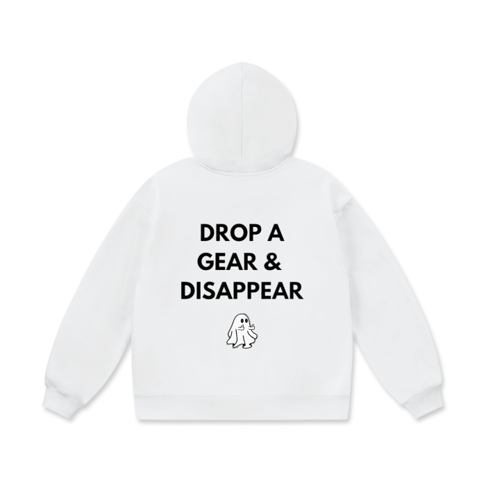 OVERSIZED "DROP A GEAR" HEAVYWEIGHT FLEECE HOODIE - White